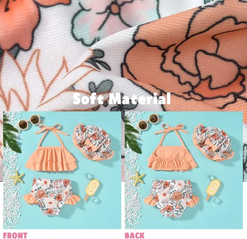 Vista 3 de Aalizzwell Traje de baño para niñas pequeñas con sombrero