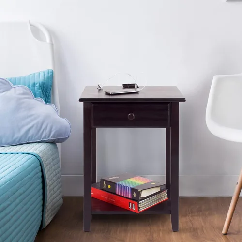 Vista 2 de Casual Home Owl - Mesa de noche blanca con puerto USB