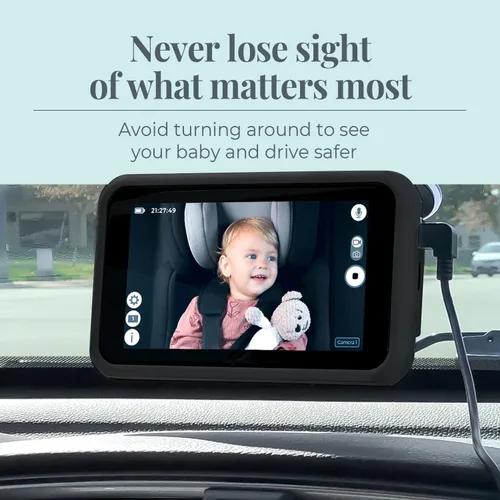 Vista 2 de Tiny Traveler Monitor de bebé – Kit básico inalámbrico pequeño (TT002PBB) con banco de energía – Cámara inalámbrica para monitor de coche de bebé