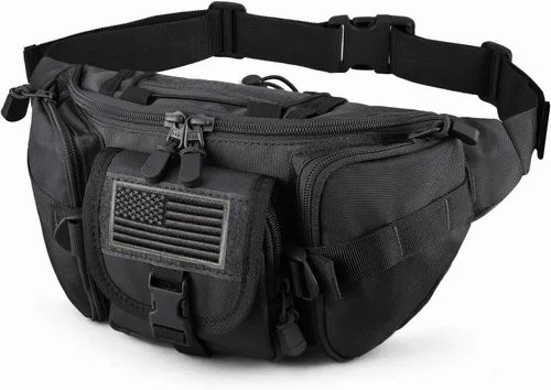 Vista 5 de SOWHUP Riñonera Táctica, Bolsa de Cintura Militar con Parche de EE.UU., Bolsa de Cinturón de Utilidad para Cadera para Pesca al Aire Libre