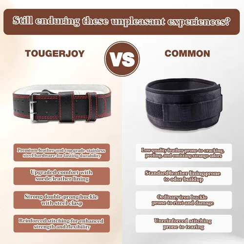 Vista 7 de Genuine Leather Weight Lifting Belt for Men Double Prong Power Belt Heavy Duty - Strong, Stabilizing Back Support for Deadlifts, Squats Powerlifting