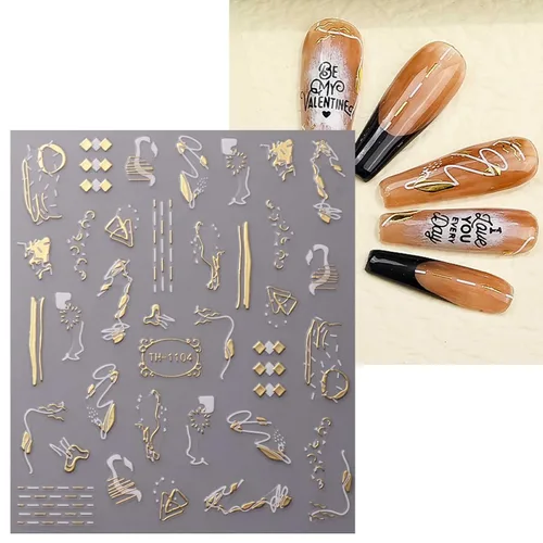 Vista 8 de jmeowio 8 hojas de calcomanías de arte de uñas con punta francesa de mármol, calcomanías autoadhesivas para uñas, suministros de uñas, accesorios