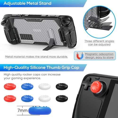 Vista 4 de YUANHOT - Funda protectora con soporte para cubierta de vapor, kit de accesorios que incluye protector de cubierta flexible con soporte de aleación