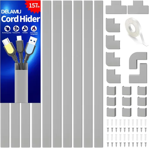 Vista 31 de Delamu Cubiertas de Cable de 157 pulgadas para Cables en la Pared, Ocultador de Cable para 1 Cable, Ocultador de Cable Pintable, Cubiertas