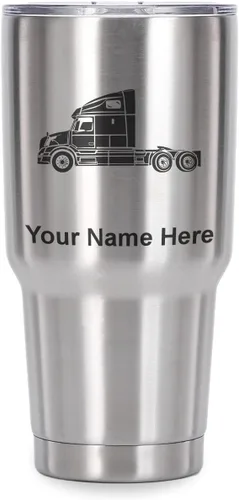 Vista 11 de LaserGram Taza aislada al vacío de 20 onzas, cabina de camión, grabado personalizado incluido (negro)