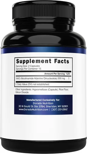 Vista 2 de Suplemento NAD (500 mg de 95% de NAD+ puro por porción), suplemento NMN, soporte de ribósido de nicotinamida NAD