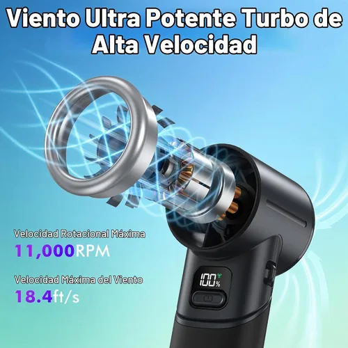 Vista 2 de AMACOOL Ventilador turbo portátil de mano, máximo 20 horas de tiempo de 2-Negro
