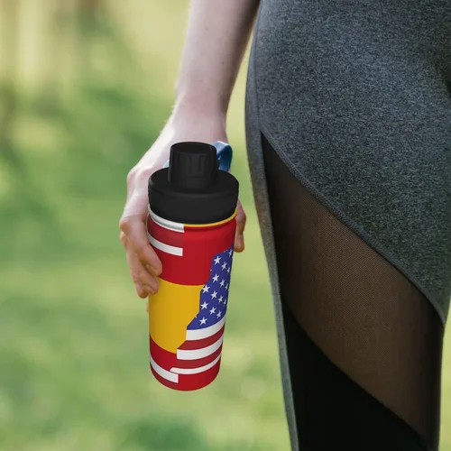 Vista 7 de American Spain Flag Insulated Stainless Steel Kettle Print Funny Water Bottle Insulated Ideal for Sports and Travel