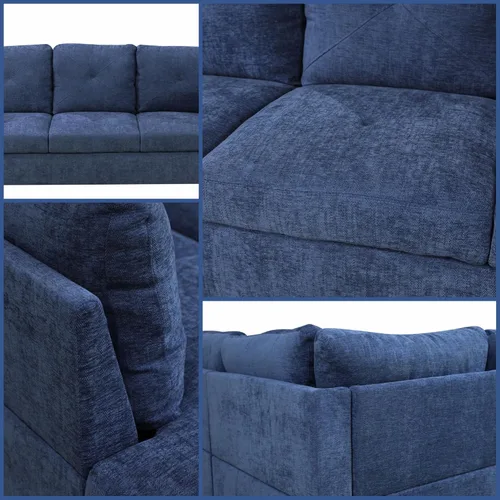 Vista 6 de Sofá Seccional Modular en Forma de L, Sofás Modernos con Otomana de Almacenamiento y Chaise Móvil, Sofá Convertible de 5 Asientos para Dormitorio
