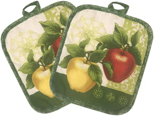 Vista 3 de Apple Orchards - Juego de toallas de cocina de 5 piezas, 2 toallas, 2 soportes para ollas, 1 guante de horno