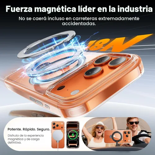 Vista 6 de Funda con soporte de anillo de 360° para iPhone 17 Pro Max con 1 protector de pantalla + 1 funda para cámara, compatible con MagSafe, funda trasera