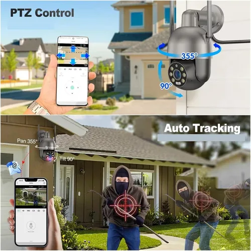 Vista 8 de 4MP PTZ WiFi IP Camera Two-Way Audio Outdoor CCTV Security Camera Smart AI Human Detection Color Night Vision(4pcs 4MP Camera)