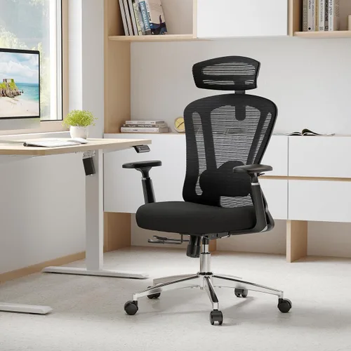 Vista 7 de Farini - Silla de oficina ergonómica, silla de escritorio con respaldo alto, silla de computadora con ruedas, silla de estudio para casa