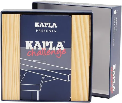 Vista 3 de KAPLA Challenge - Juego de construcción de madera, 16 tablones de construcción y 12 cartas de desafío