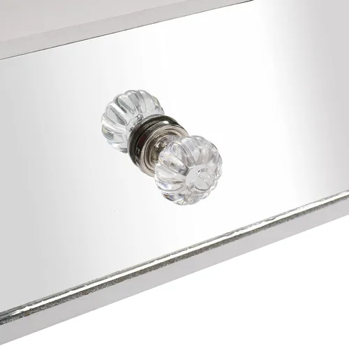 Vista 5 de Henf Mesa de consola con espejo, mesa de tocador de maquillaje, mesa de entrada plateada de 3 cajones para mujeres y niñas, entrada, hogar, oficina