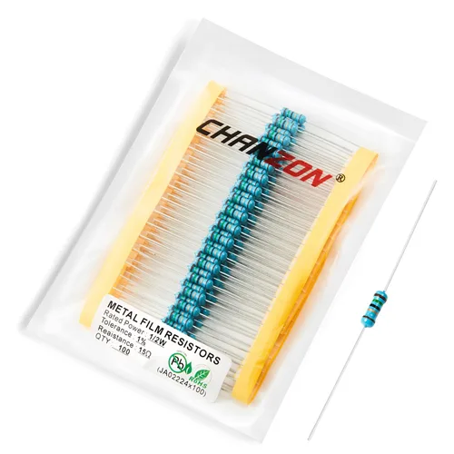 Vista 77 de Chanzon 100pcs 1/2W (0.5W) 1 Ω ohmios Resistencia fija de película metálica 0.01 ±1% Tolerancia 1R MF Orificio pasante Resistencias limitadoras