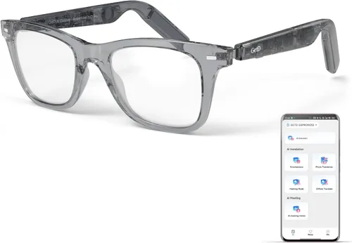 Vista 13 de GetD Lentes inteligentes de acetato 2026, ChatGPT y traductor en tiempo real de 145 idiomas, gafas Bluetooth con lente transparente, duración