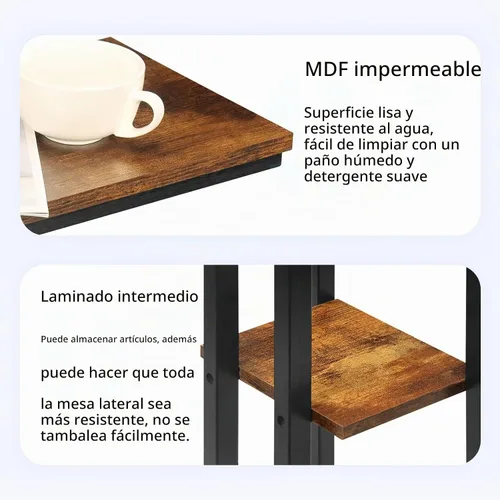 Vista 7 de Mesa auxiliar en forma de C para sofá, mesa auxiliar de sofá para espacios pequeños, mesas auxiliares delgadas para sofá cama, mesa de aperitivos