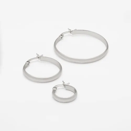 Vista 4 de Tienda Essentials 14K Gold or Sterling Silver Plated Polished Dome Hoop