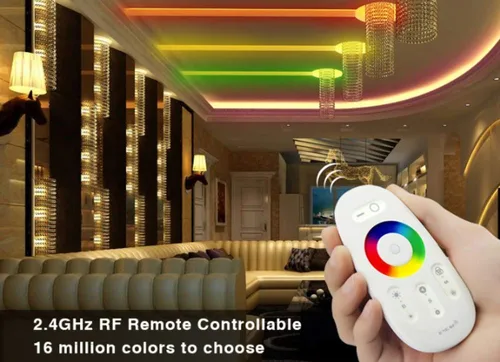 Vista 2 de YIHONG Controlador LED inteligente con adaptador WiFi, 2.4 GHz RF pantalla táctil atenuador remoto para 12 V/24 V RGB 5050/3528 tira de luces LED