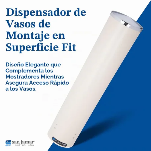 Vista 5 de San Jamar C4200PF, despachador de vasos de espuma tipo pull, de acero inoxidable, se ajusta a vasos de 4 onzas a 10 onzas, borde de 2-3/4 pulgadas a