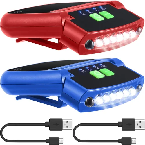 Vista 22 de Mudder Linterna LED con clip para gorra USB recargable, linterna impermeable ultra brillante para sombrero, linterna de cabeza para pesca