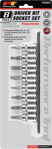 Vista 7 de Performance Tool 8 piezas 3/8" Dr. Juego de puntas para destornillador - W38860