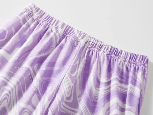 Vista 5 de Beezizac Conjunto de pijama de algodón para niñas pequeñas y grandes, conjunto de manga corta, 2 piezas, talla 4T-18