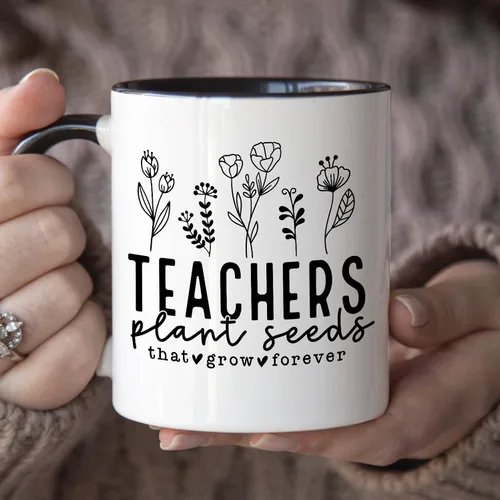 Vista 3 de YouNique Designs Teachers Plant Seeds That Grow Forever - Taza para profesores, 11 onzas, el mejor regalo para profesores, regalos de agradecimiento
