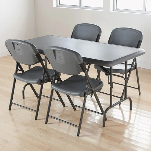 Vista 2 de Iceberg Enterprises Rough N Ready Series - Silla plegable de resina, marco de acero, carbón - US-ICE64007