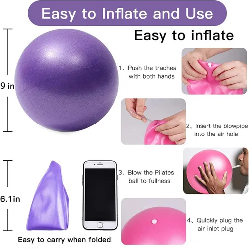 Vista 3 de Mini Yoga Balls 6 Inch Exercise Pilates Therapy Balance Micropore Ball Barre Equipment for Home Stability Training Physical Core Training