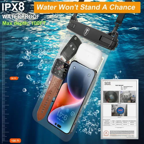Vista 4 de Funda impermeable extragrande para Samsung Galaxy S25 Ultra S24 Plus S23 Note 20 A36 A35 A16 A15 iPhone 16E 16 Pro Max [hasta 10 pulgadas]