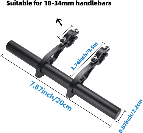 Vista 2 de Yizhet Extensor de manillar de bicicleta, extensión de manillar de bicicleta, ligero y duradero, soporte de manillar de bicicleta doble
