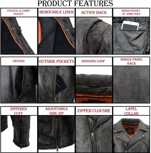 Vista 5 de Milwaukee - Chaqueta de moto ventilada para hombre, actualizada (Negro/Beige)