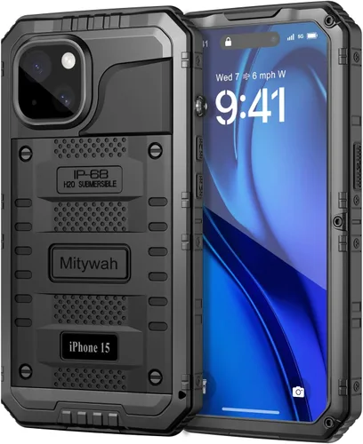 Vista 117 de Mitywah Funda impermeable para iPhone 7/iPhone 8 / iPhone SE 2020, funda de metal resistente de grado militar, protección de cuerpo completo