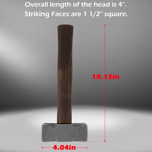 Vista 4 de Martillo cuadrado de forja de 2.2 libras con caras dobles perfecto para herrería de herrería y yunque