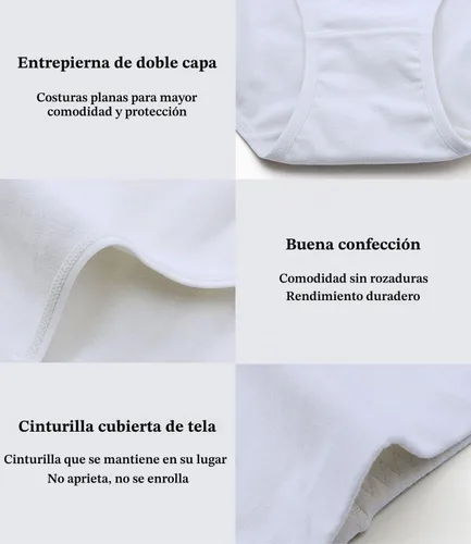 Vista 6 de wirarpa Ropa interior de algodón para mujer, de cintura alta, cobertura completa, paquete de 4 unidades (talla regular y grande)
