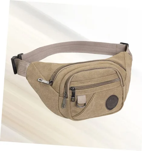 Vista 2 de BESPORTBLE Riñonera de lona de moda Riñonera unisex Riñonera ajustable Riñonera de moda Riñonera, Caqui, Centímetro