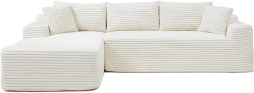 Vista 9 de Cloud Sofá modular moderno de 108 pulgadas con asiento profundo, sofás de pana sin hueso con diván en forma de L para sala de estar, no requiere
