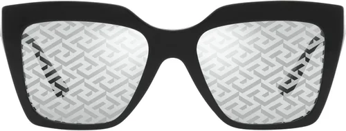 Vista 3 de Versace Gafas de sol para mujer, marco negro, lentes plateados, 2.205in