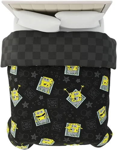Vista 9 de Franco Collectibles Edredón reversible y súper suave de Batman de DC Comics, ropa de cama clásica de microfibra, tamaño reina