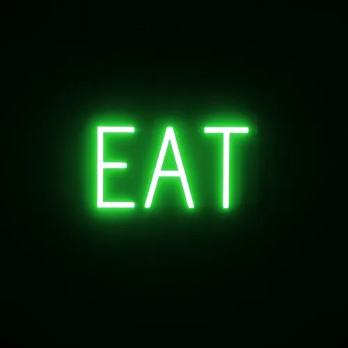 Vista 43 de SpellBrite Letrero EAT Letrero de neón para comer con luz LED azul, 13.1 x 6.3 pulgadas