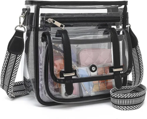 Vista 10 de Bolso Transparente ASKSKY, Bolsos de Bandolera Transparentes de PVC para Mujeres, Bolsa Transparente Resistente para Estadio, Eventos, Bolso