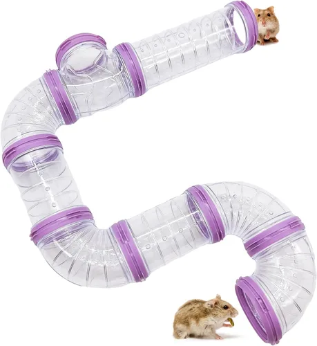 Vista 8 de 8 piezas de tubo de túnel de hámster DIY surtido de juguete transparente de aventura tubo de juego juego de ejercicios para ratón, hámster sirio