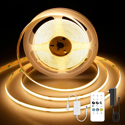Vista 18 de Tira LED COB, tira de luz LED COB blanca cálida de 16.4 pies, tira de luz LED regulable de 2700 K, CRI92+, 0.315 in de ancho, cinta LED flexible