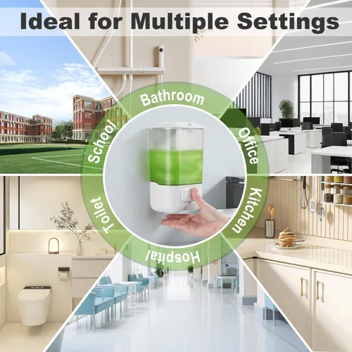 Vista 7 de Dispensador manual de jabón de manos para montaje en pared: dispensador de jabón líquido de 33.8 oz para contenedores de gel de cocina - Baño