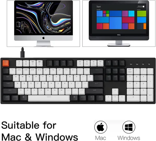 Vista 13 de Keychron Teclado mecánico con cable C2 de 104 teclas de tamaño completo para Mac Windows, interruptor marrón Gateron intercambiable en caliente