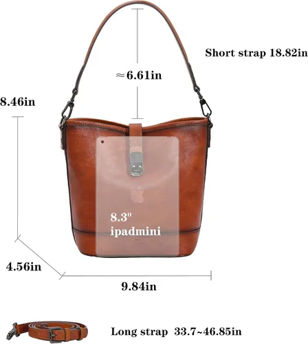 Vista 4 de HESHE Bolsos cruzados de cuero para mujer, bolso de hombro de diseñador, bolso hobo, bolso de cubo para todos