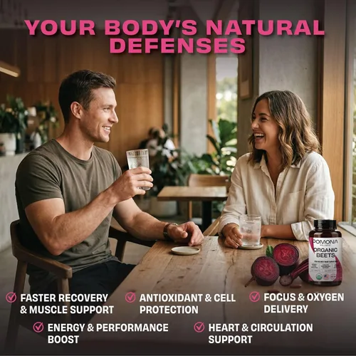 Vista 2 de Pomona Wellness Cápsulas de suplemento de remolacha de 1350 mg, apoya la presión arterial, la salud cardíaca, la circulación, la energía