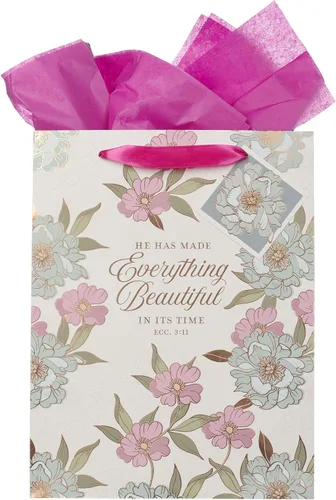 Vista 15 de Christian Art Gifts Bolsa de regalo grande de las Escrituras de Paisaje con tarjeta de felicitación y juego de papel de seda para niños: cada
